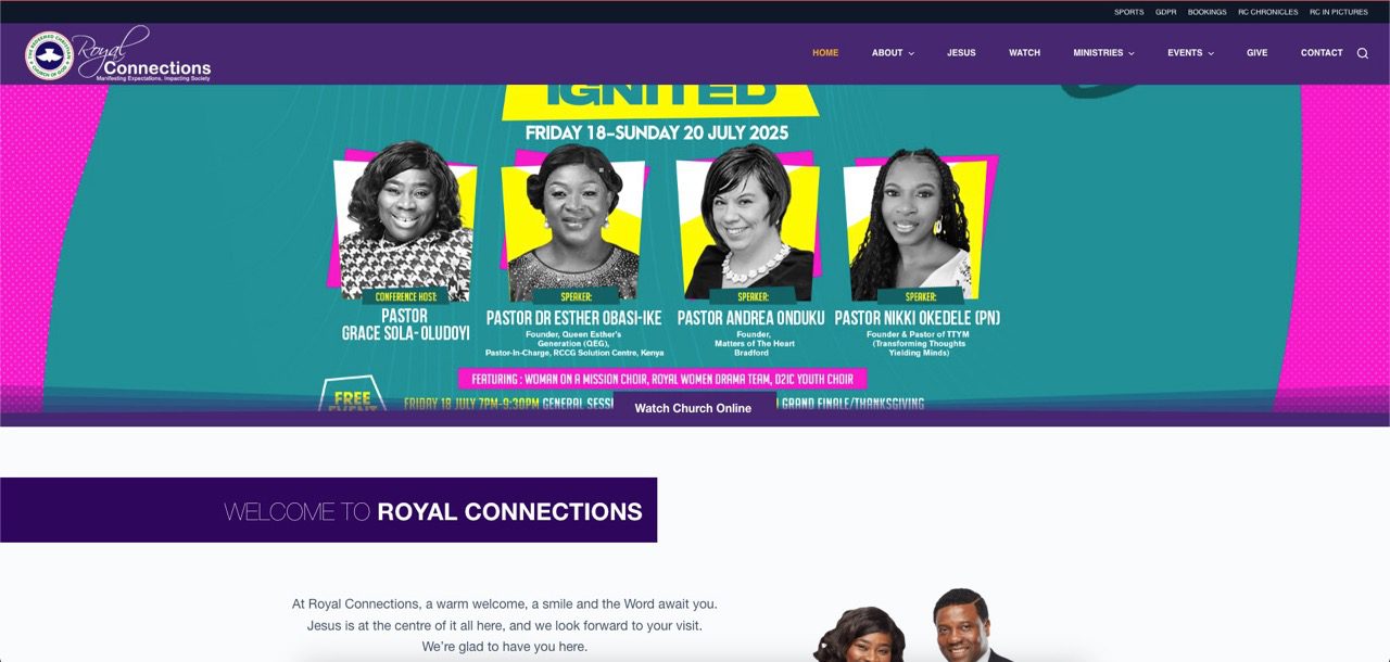 RCCG Royal Connections Web Design Project
