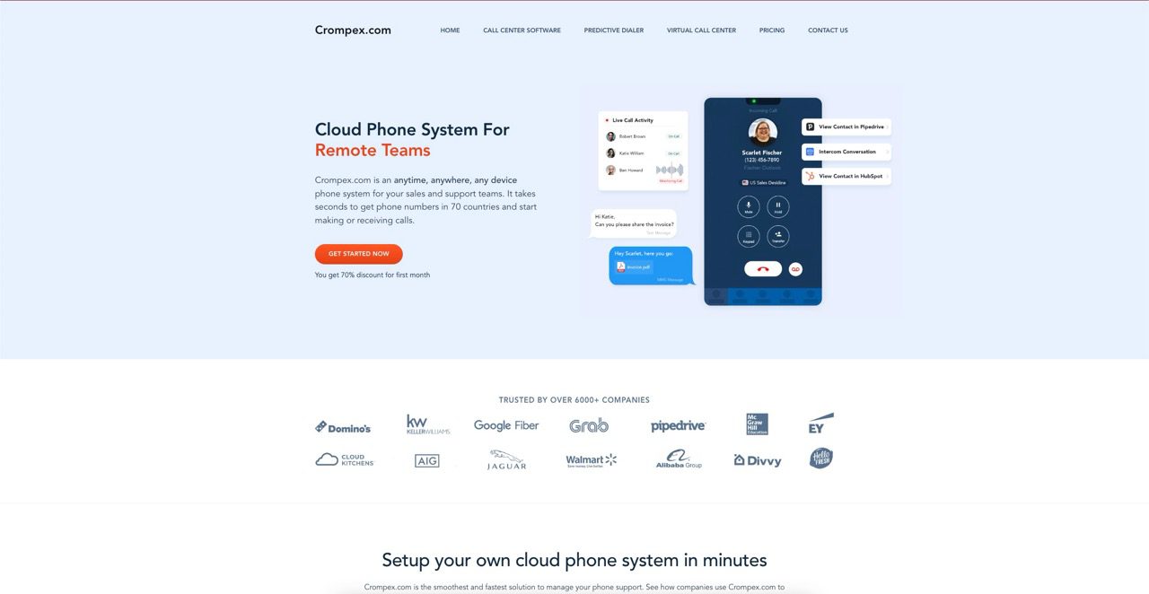 Crompex Cloud Phone Software Web Design Project