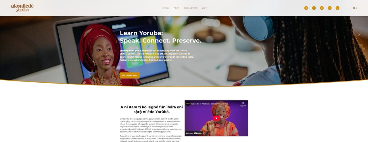 Akonilede Yoruba Language Coach Website Design Project