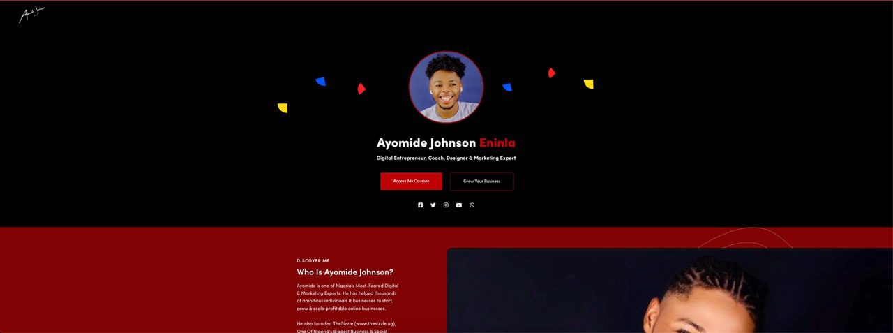 Ayomide Johnson Personal Brand Website Design Project
