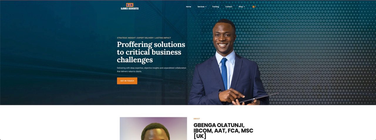 GJames Associates Chartered Accounting Firm Website Design Project