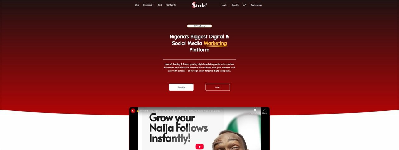 Sizzle.ng Digital Marketing Platform Website Design Project