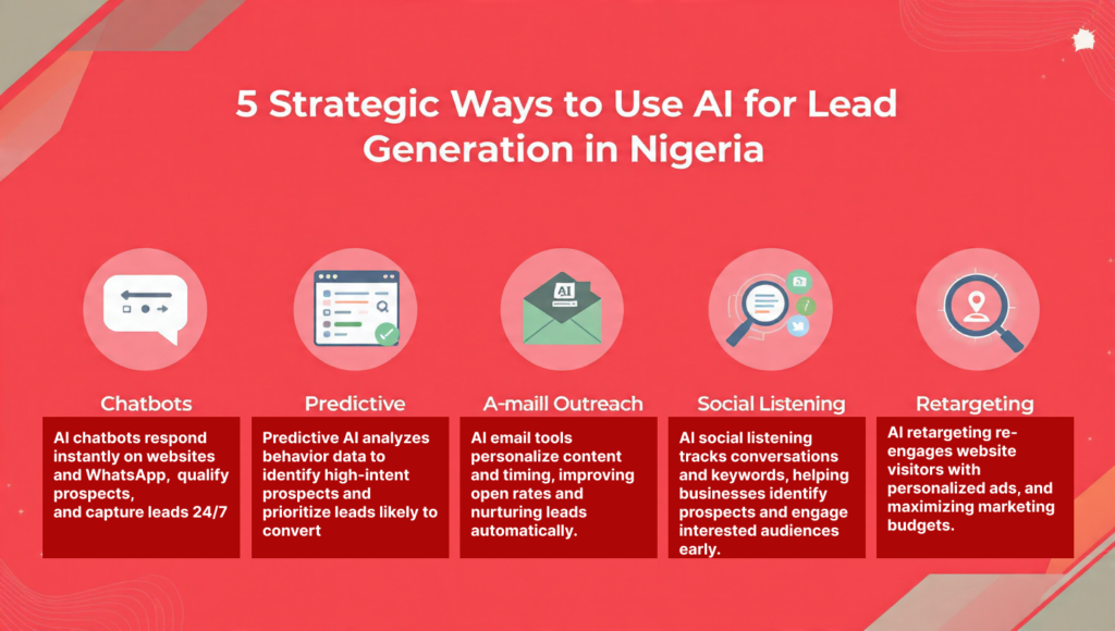 5 strategic ways to use AI for lead generation in Nigeria infographic