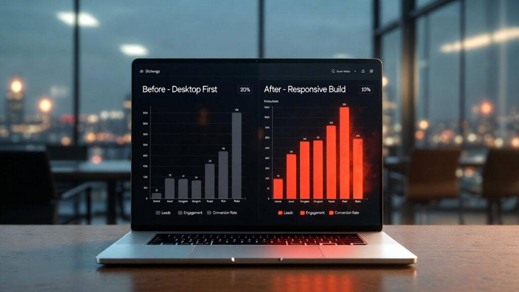 Conversion rate improvement chart after Nigerian business upgrades to a responsive website build.