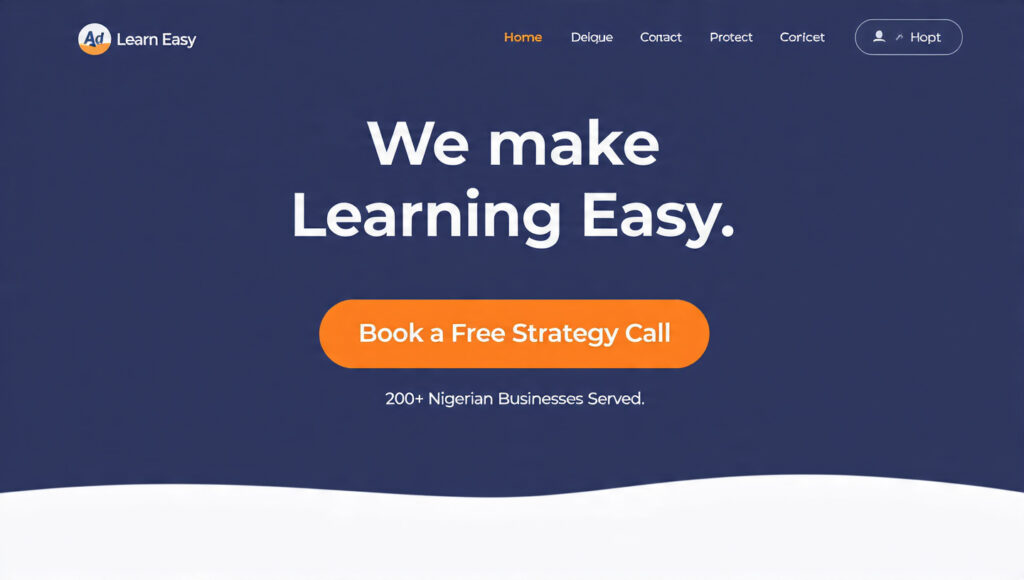 high converting web design Nigeria homepage above the fold CTA example